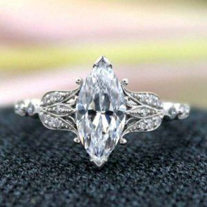 💎Dainty Marquis Shiny Royal Court Carved Thin Noble Silver Plated, UNVN12266